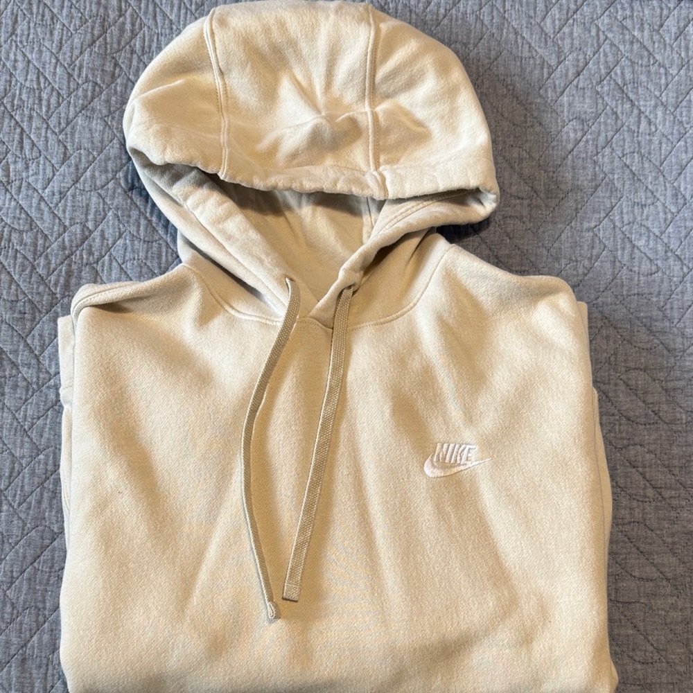 Nike Men's Beige Hoodie Sweatshirt small